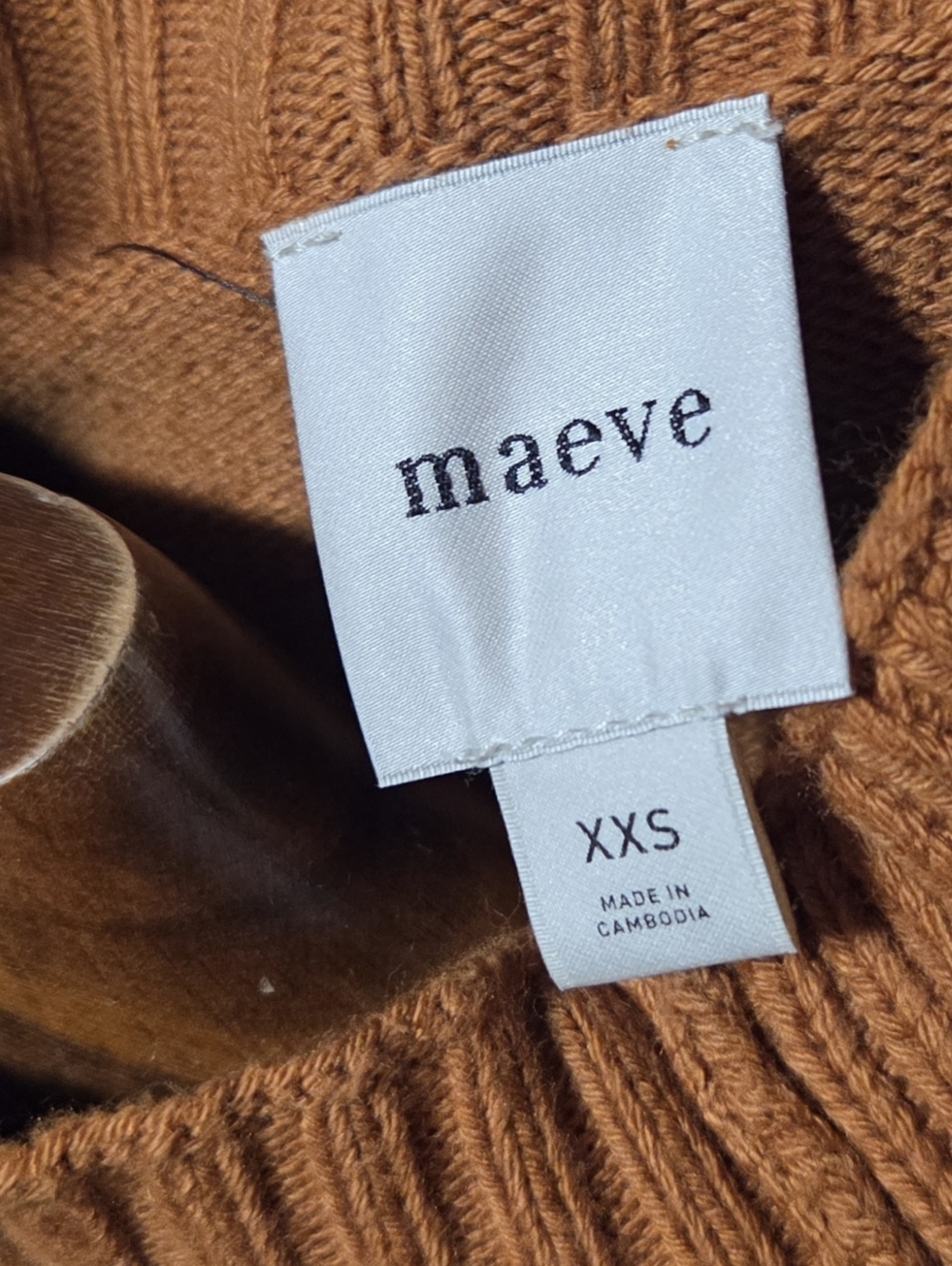 Anthropologie Maeve Mock-Neck Raglan Ribbed Sleeve Pullover Sweater Brown XXS - Picture 4 of 5